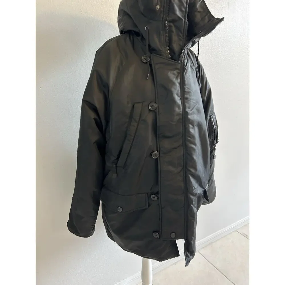Y2K 90s Parka Insulated Jacket LONG Military Swim Pockets Women’s L Mossimo VTG